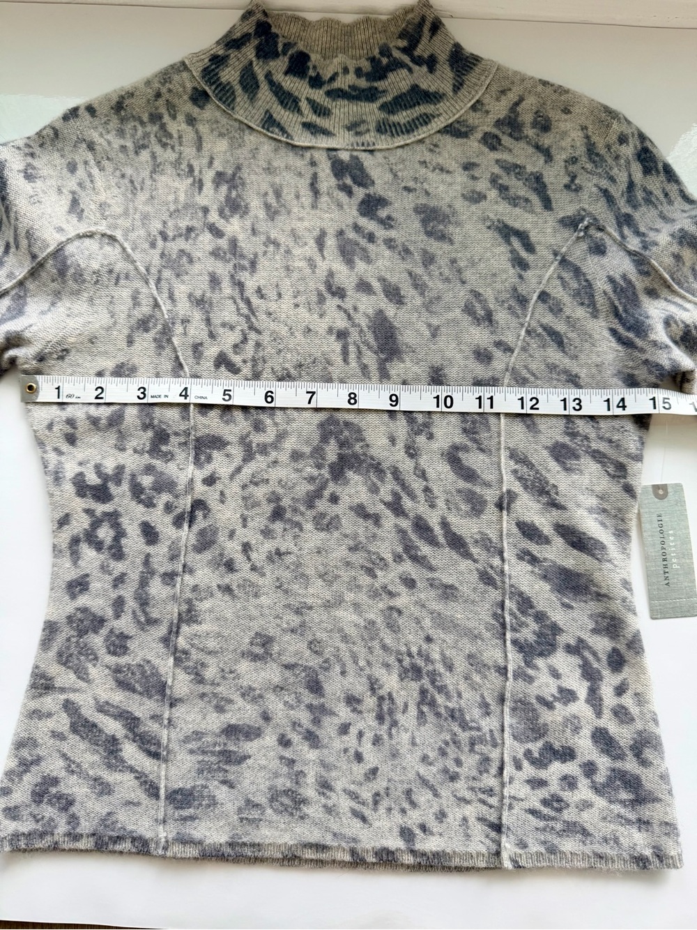 Pilcro Anthropologie 100% Cashmere Leopard Mock Neck Sweater XSP NWT - Picture 7 of 10